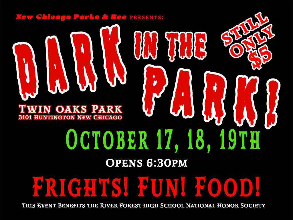 New Chicago Parks Department presents Dark in the Park at Twin Oaks Park on October 17th, 18th, and 19th, 2025.